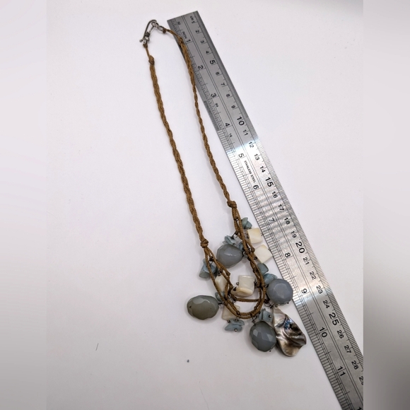 Shell & Chalcedony Braided Hemp Necklace - Picture 3 of 3